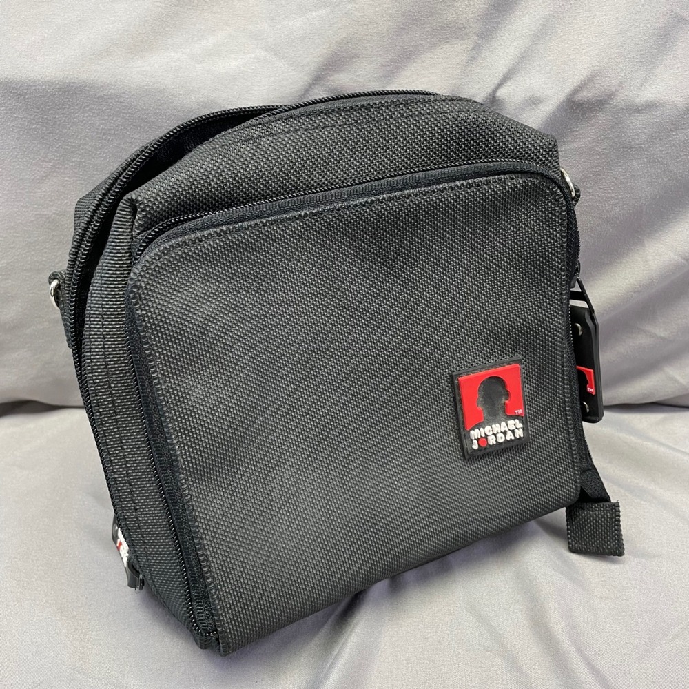 Michael Jordan Black Ballistic Nylon Crossbody Travel Bag Utility Pouch Logo‎